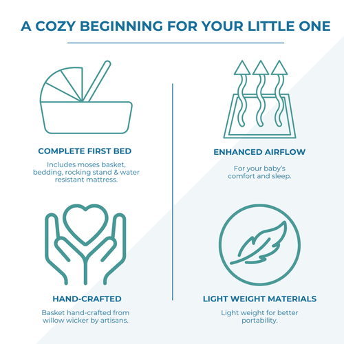 Pink Waffle White Wicker Baby Moses Basket With Stand