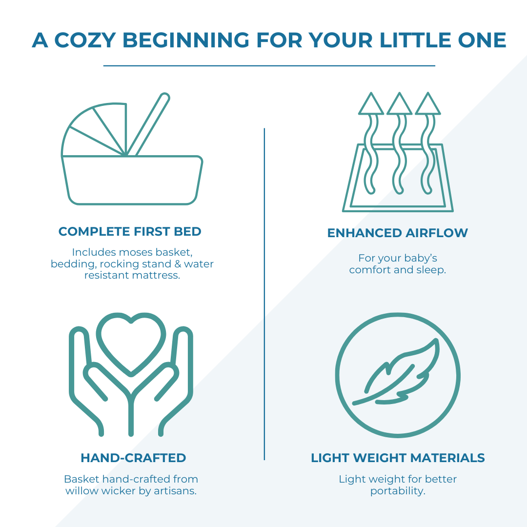 Pink Dimple Grey Wicker Baby Moses Basket With Stand