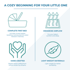 Grey Waffle Grey Wicker Baby Moses Basket With Stand