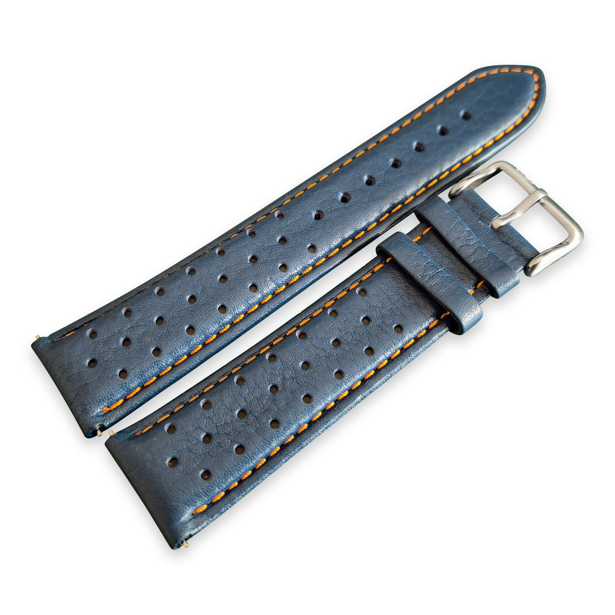 Blue And Orange Leather Rally Watch Strap