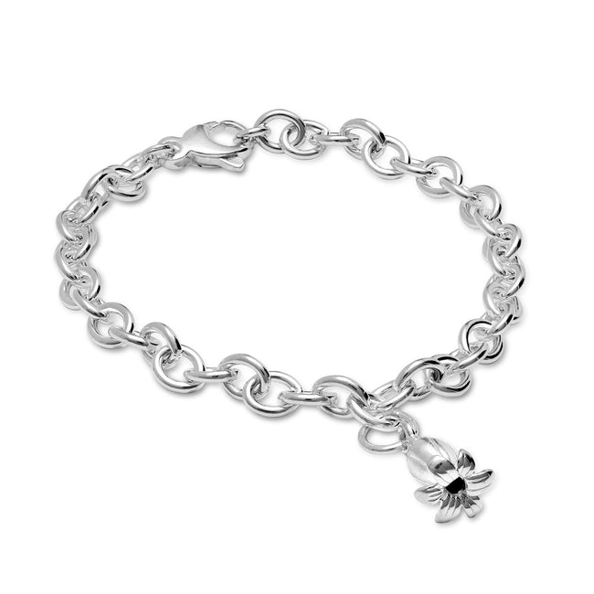 Pulsera de plata con dije de campanilla
