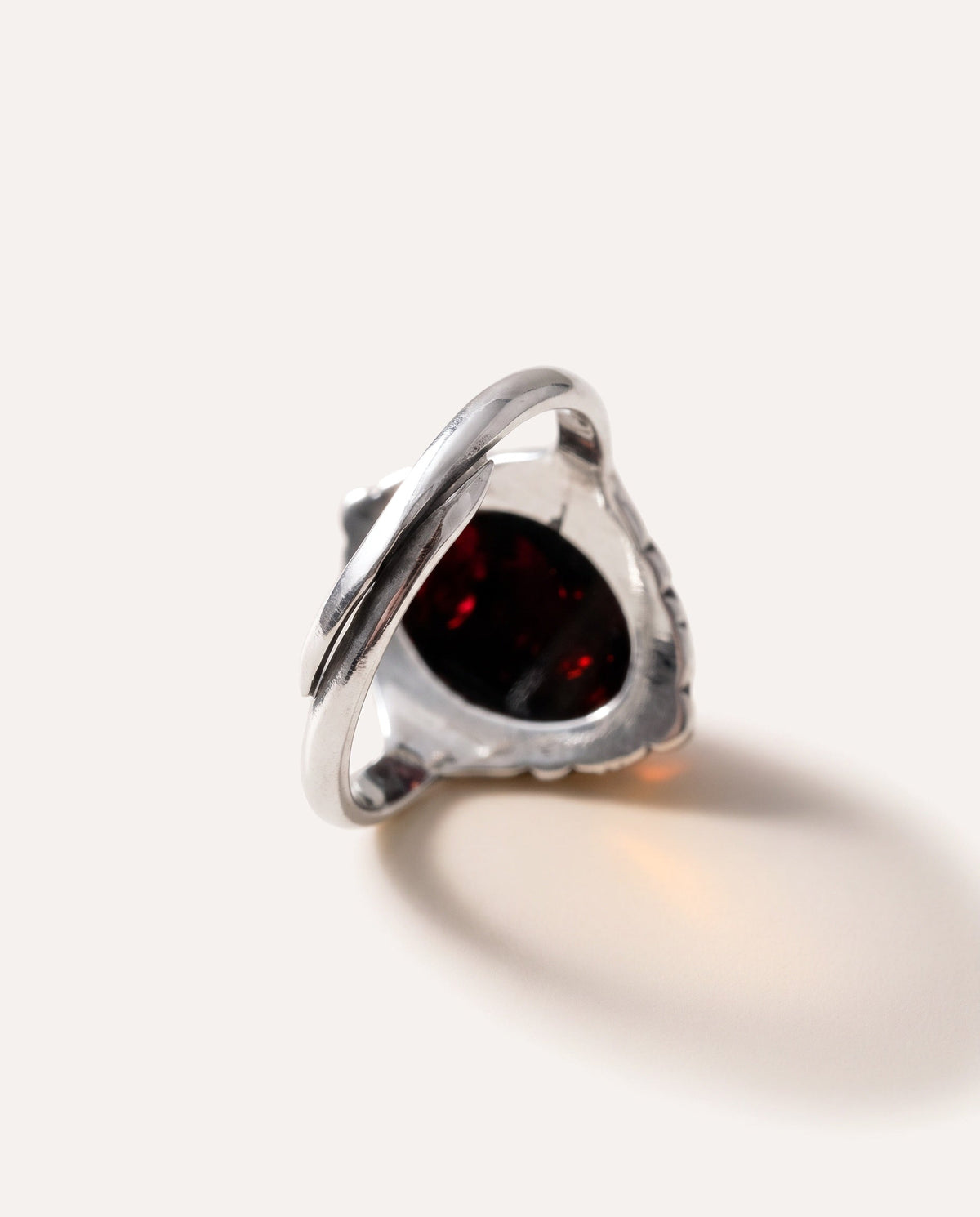 Boho Cherry Red Amber Ring