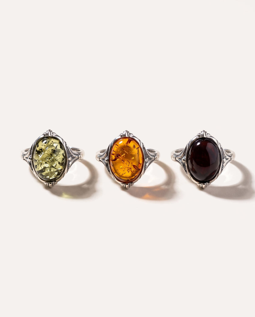Boho Green Amber Ring