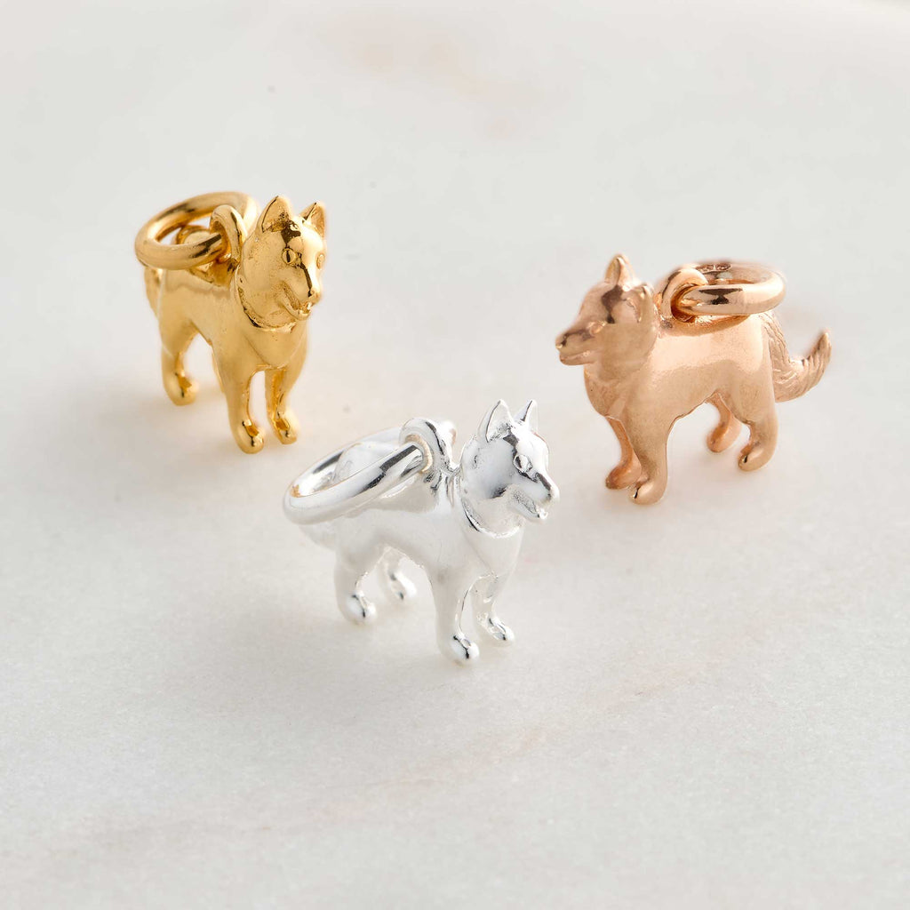 Border Collie Silver Dog Charm