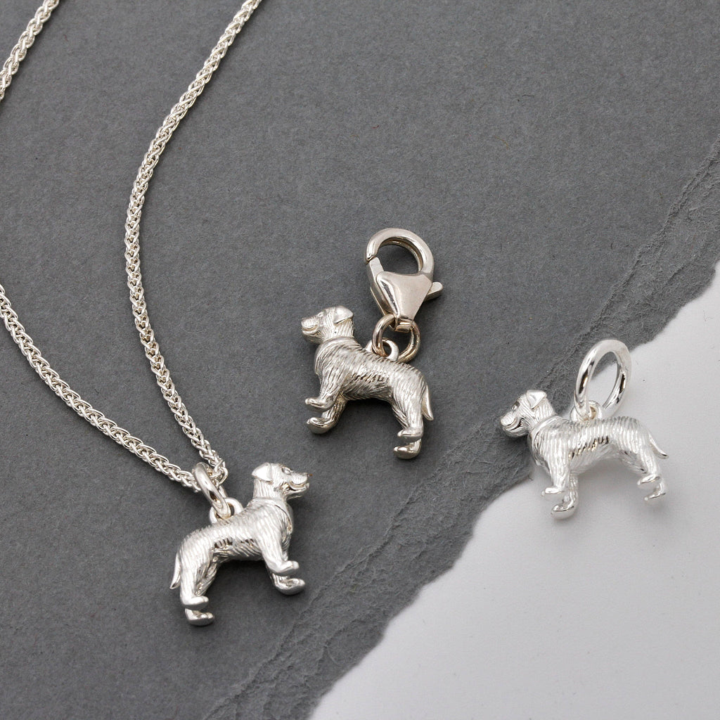 Border Terrier Silver Dog Charm