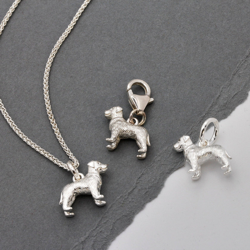 Border Terrier Silver Dog Charm