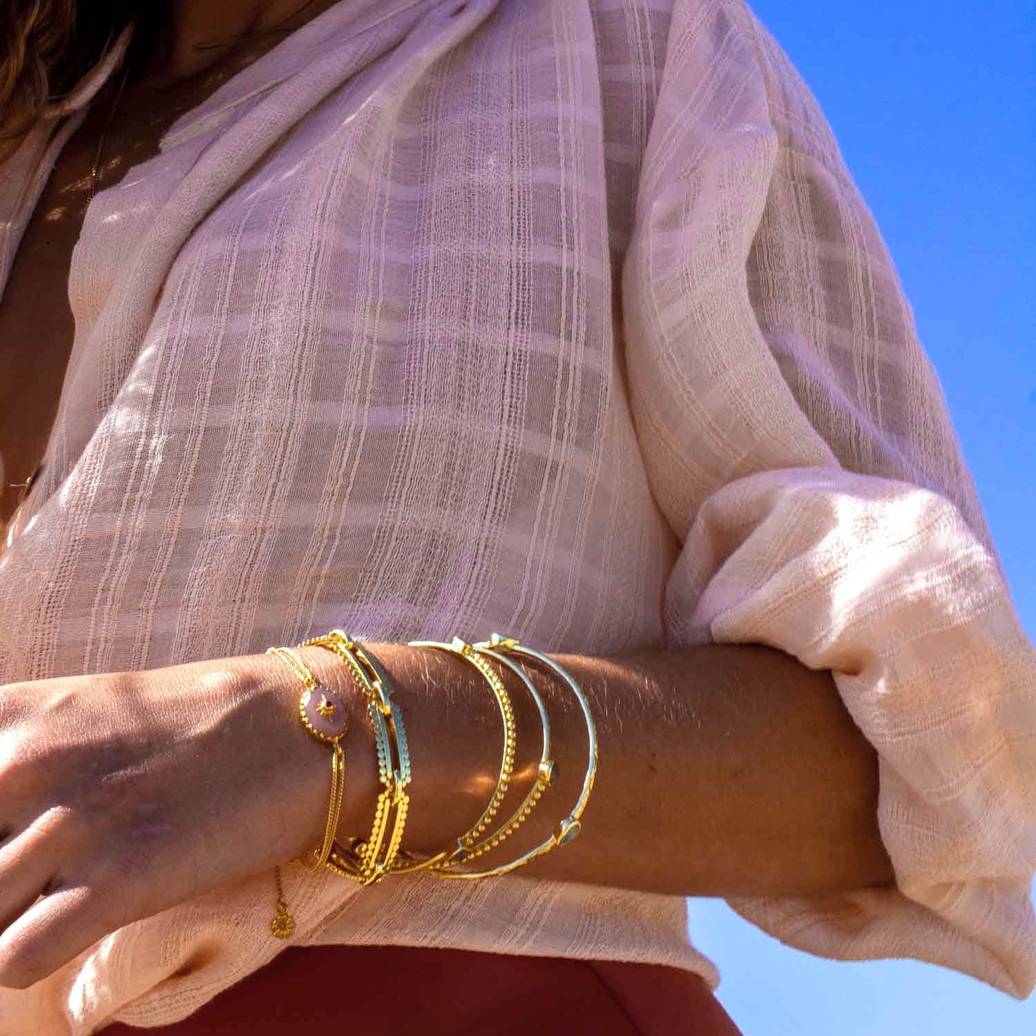 Lone Star Peach Moonstone Statement Bracelet