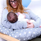 Breast Feeding Maternity Nursing Pillow - Grey with Stars