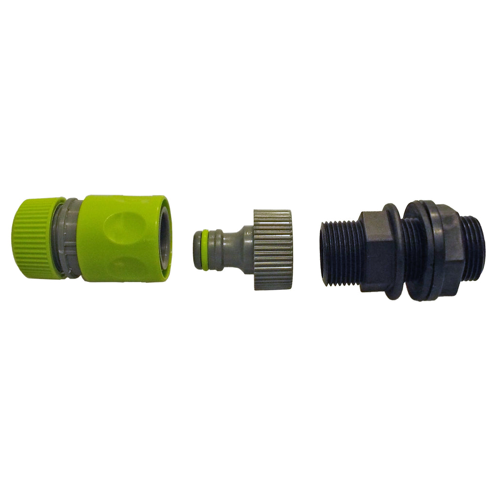 Water Butt Kit 1” BSPM with Quick Adaptor and Hose Connector (Lime)