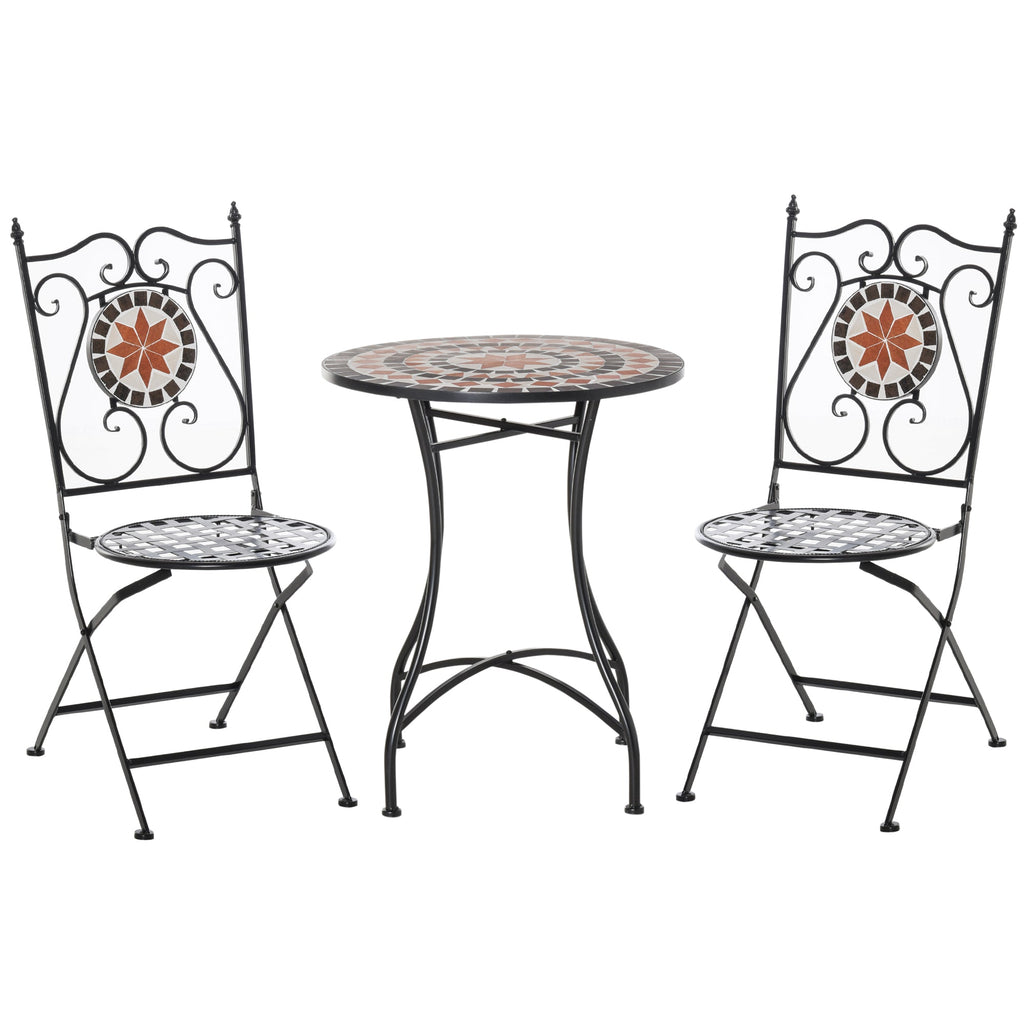 Outsunny Three-Piece Mosaic Bistro Table Set - Multicoloured