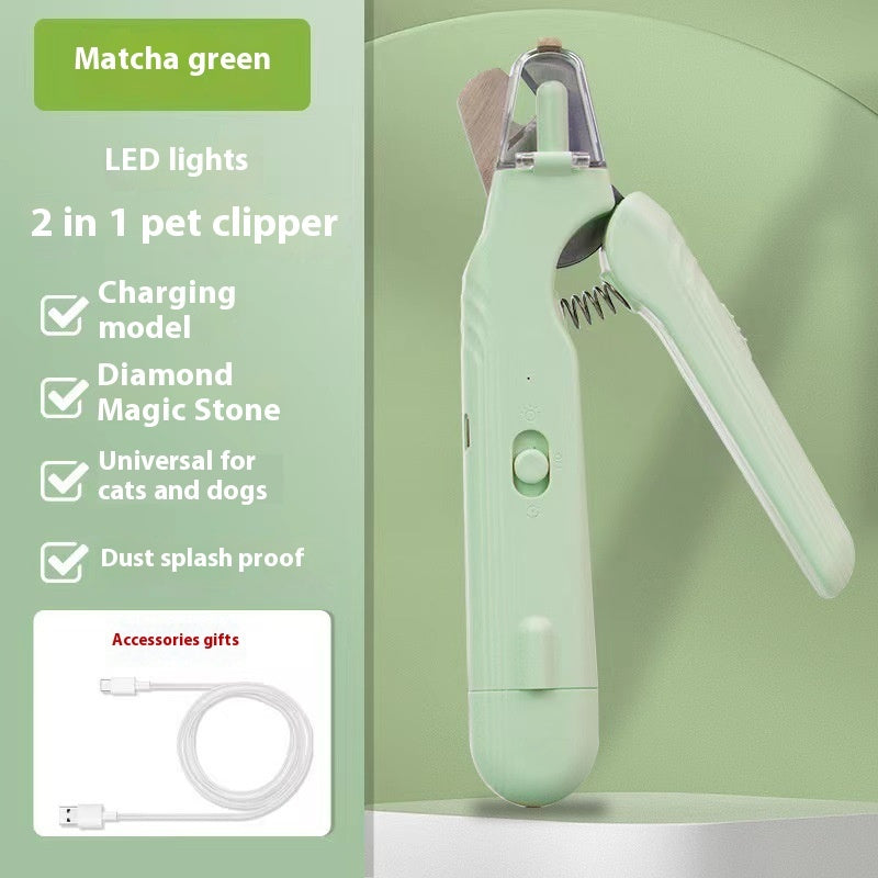 2 In 1 Pet Nail Clippers With Led Light Dog Cat Special Blood Line Scissors Multifunction Animals Paw Nail Trimmer Pet Supplies