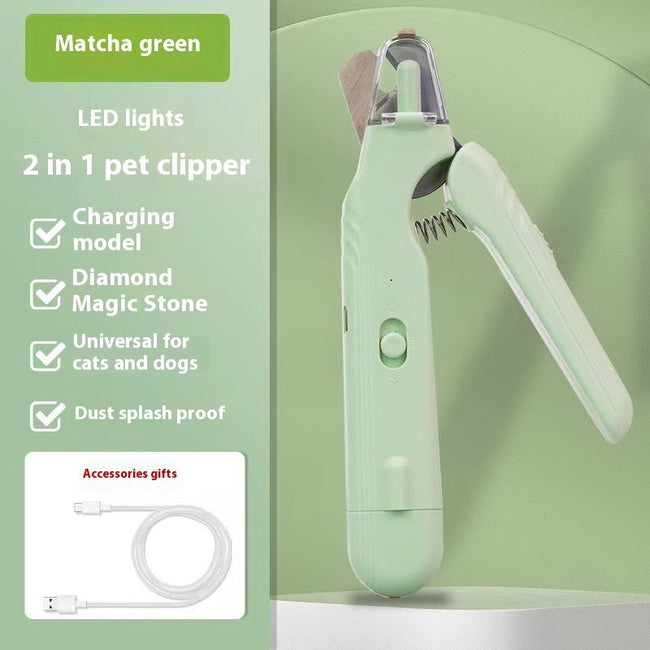 2 In 1 Pet Nail Clippers With Led Light Dog Cat Special Blood Line Scissors Multifunction Animals Paw Nail Trimmer Pet Supplies