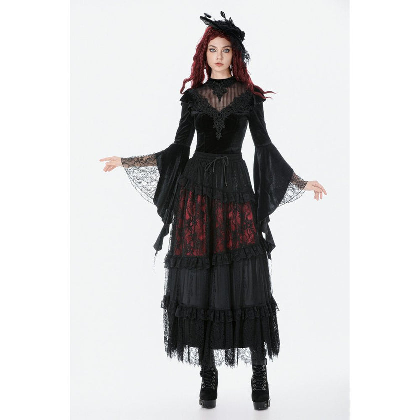 Dark in Love Gothic Velvet Lace High-Neck Top