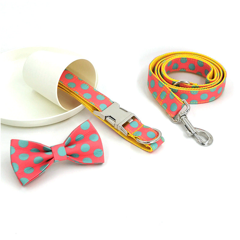Polka Dot Pet Collar Traction Rope Dog
