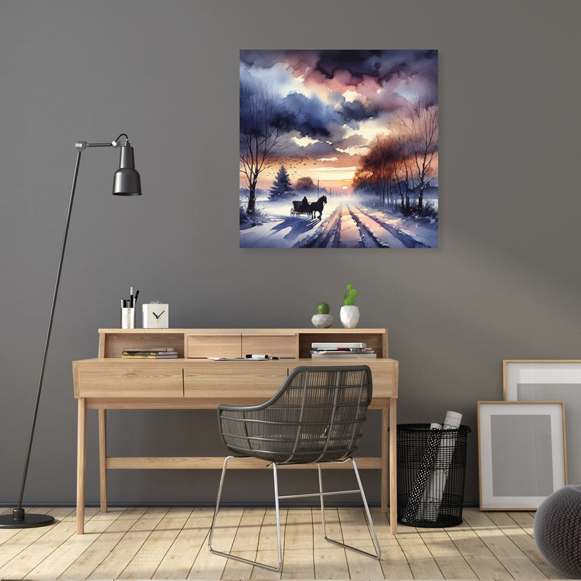 Melancholic Dawn Sleigh Ride Canvas