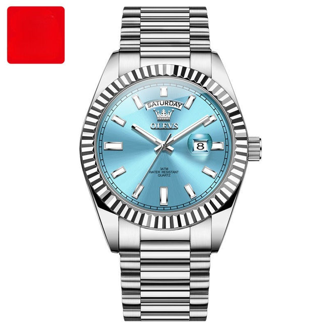 Reloj de Pulsera Luminoso Impermeable de Negocios con Correa de Acero