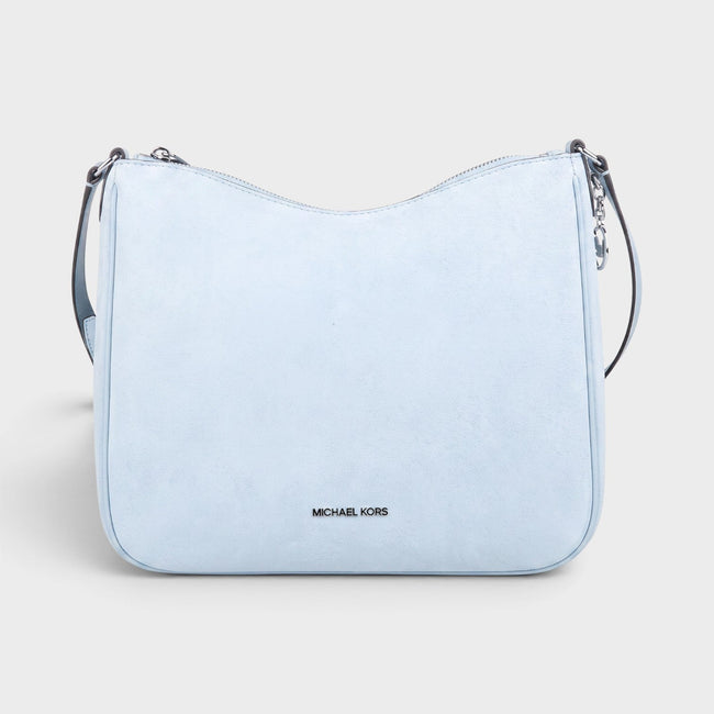 Sac bandoulière à logo en suède bleu océan pâle