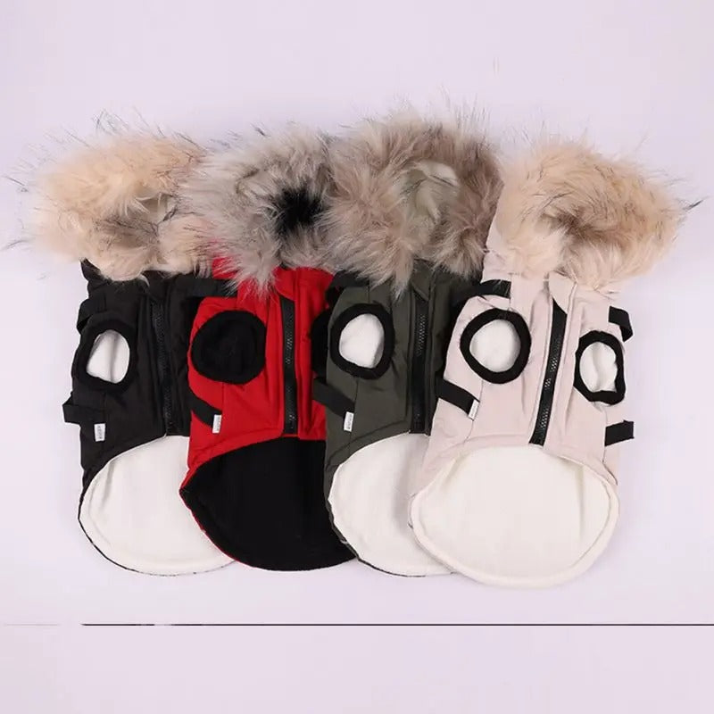 Pet Autumn And Winter Fleece-lined Thickened Dog Clothes Raincoat Strap Traction