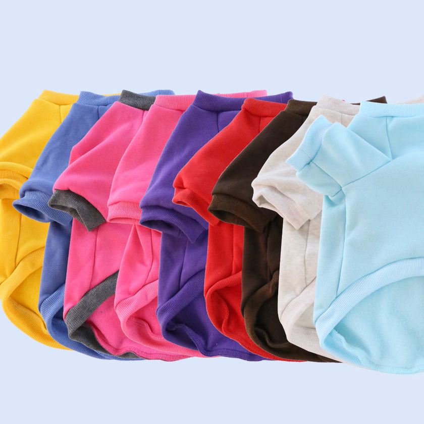 Pet Clothes Fleece-lined Thickened Solid Color Hoodie