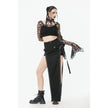 Dark in Love Morana Mesh Crochet Knit Bell Sleeve Crop Top
