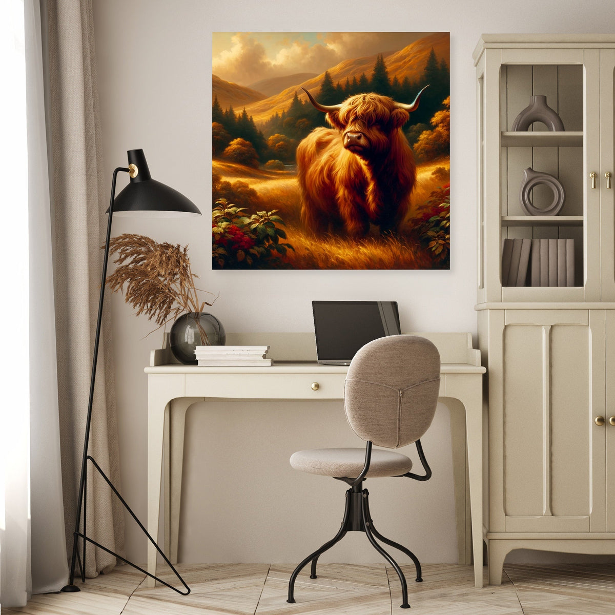 Timeless Highland Cow Serenity Canvas