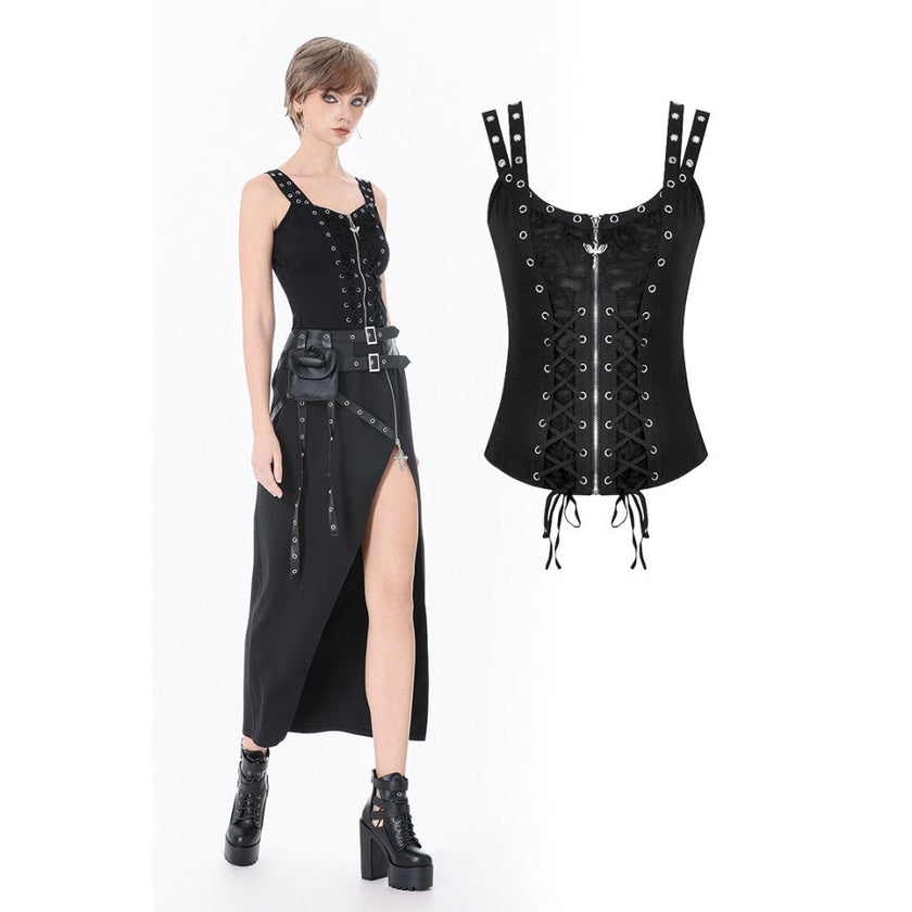 Dark in Love Punk Lace-Up Corset Style Top