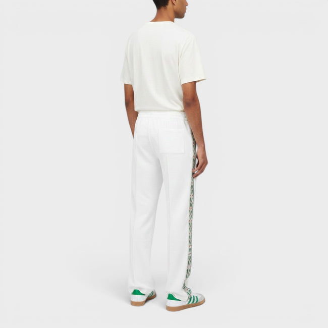 Pantalones de chándal con paneles y logotipo en la cinta blanco laurel