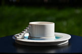 Castle Coffee Set – Handmade Cup and Saucer Set（blue glass)