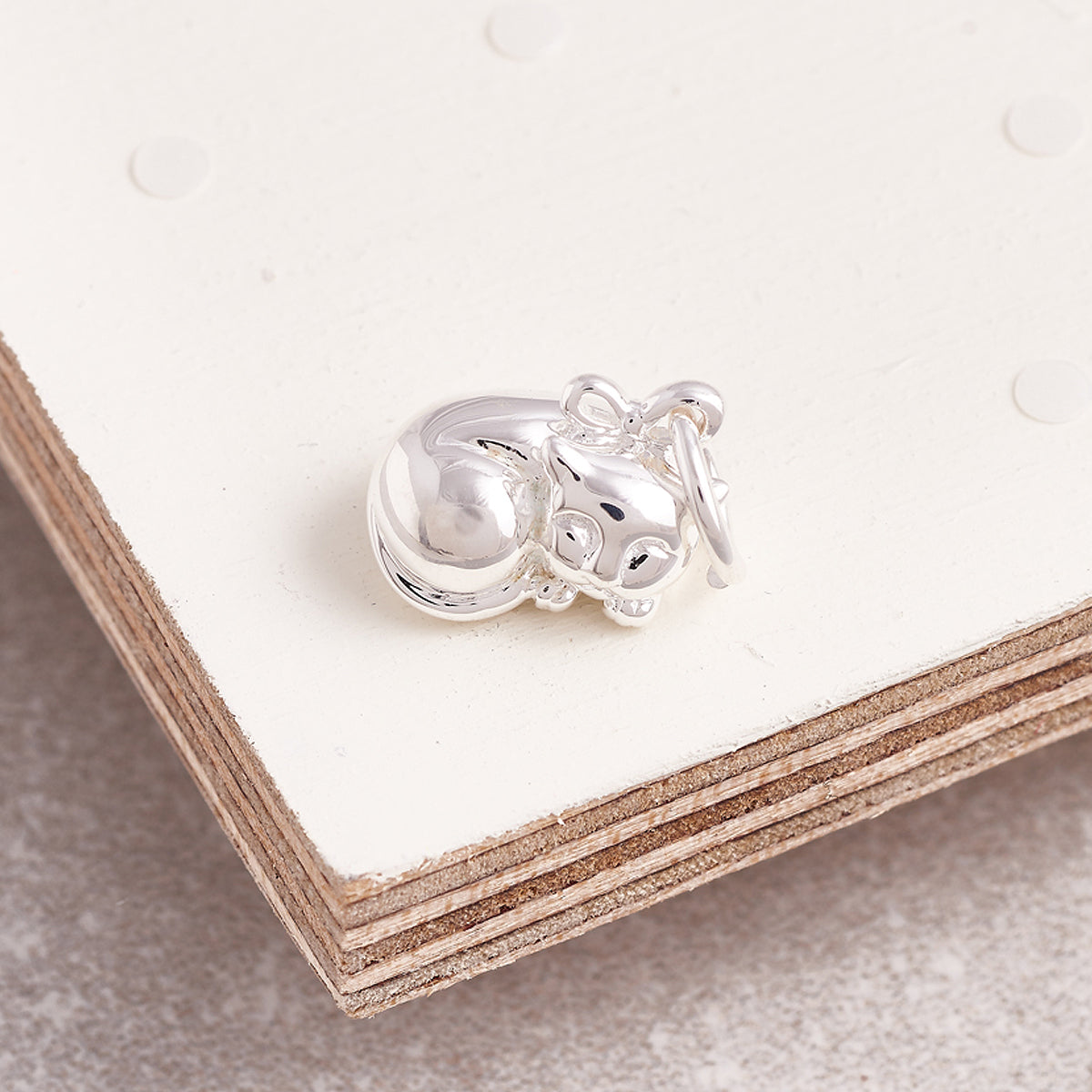 Cat Silver Charm