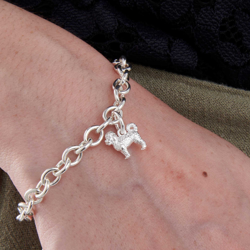 Cavapoo Silver Dog Charm
