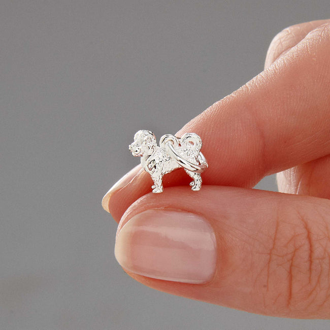 Cavapoo Silver Dog Charm