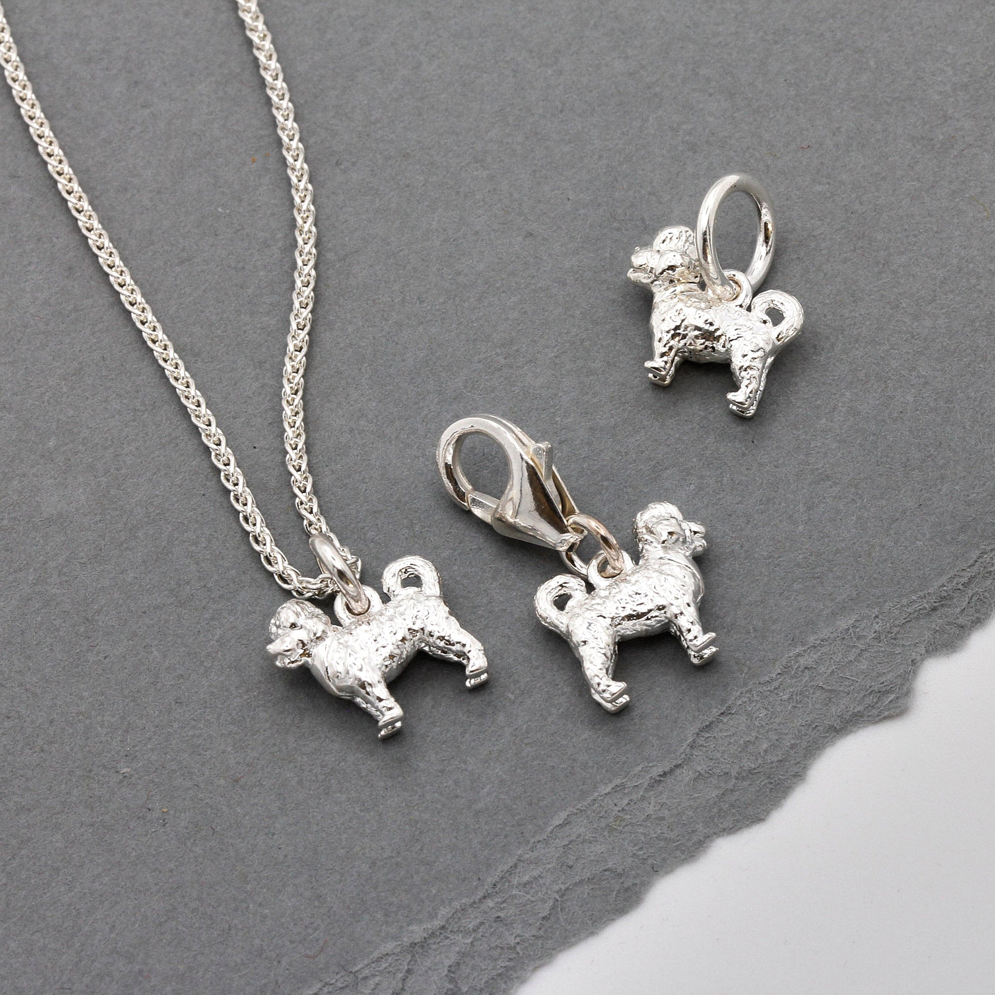 Cavapoo Silver Dog Charm