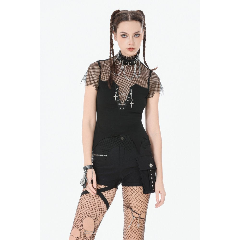 Dark in Love Dark Punk Mesh Chain Top