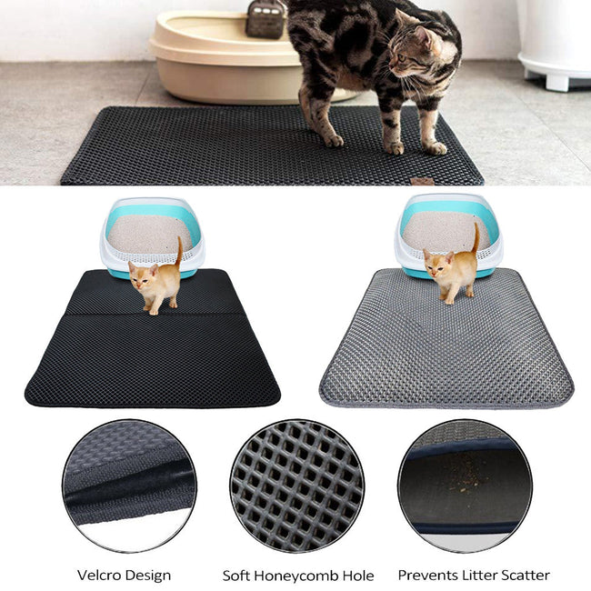 Wasserdichte Haustier-Katzenstreumatte EVA Doppelschicht Katzenstreufangmatte Haustier-Katzentoilette Saubere Unterlage Produkte für Katzen Zubehör
