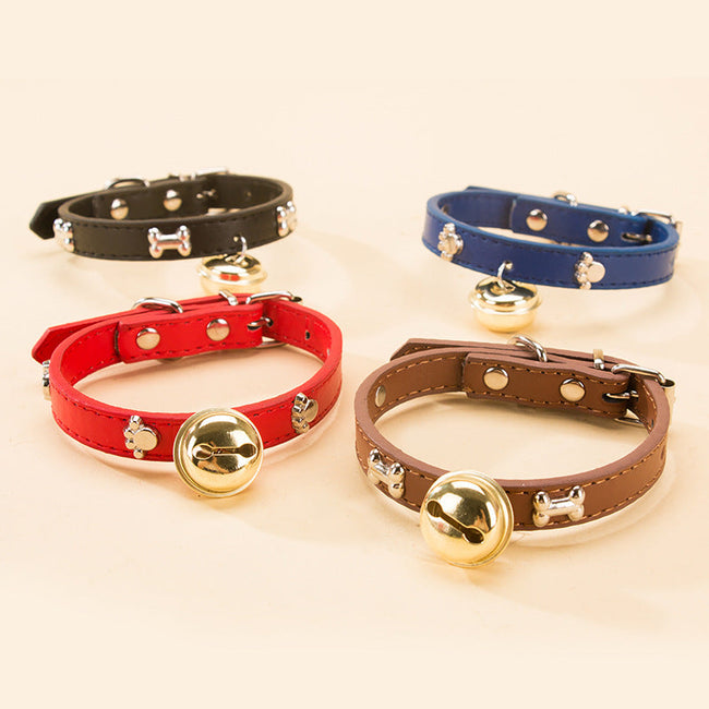 Neues Haustier-Halsband mit Pfotenabdruck, Knochen und Legierungsglocke