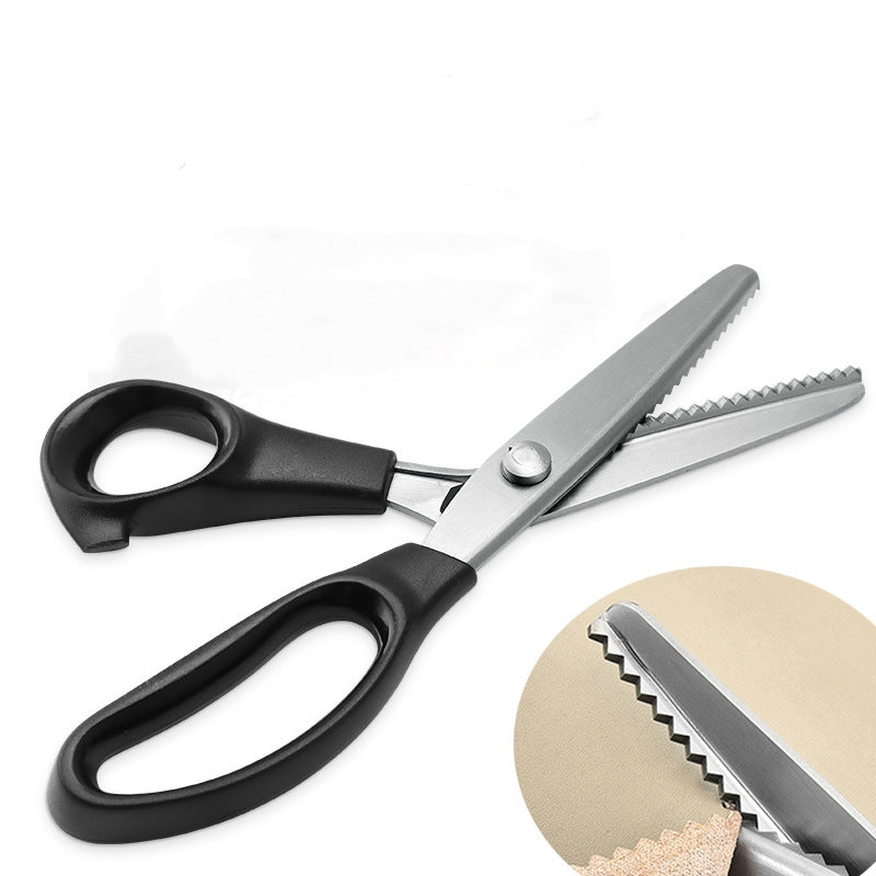 Tijeras de sastre con dientes de perro triangulares, dentadas, de encaje hecho a mano, para corte de ondas en forma de arco