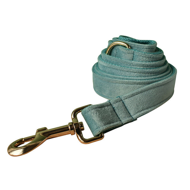 Lake Green Flannel Gold Buckle Dog Collar Double Layer
