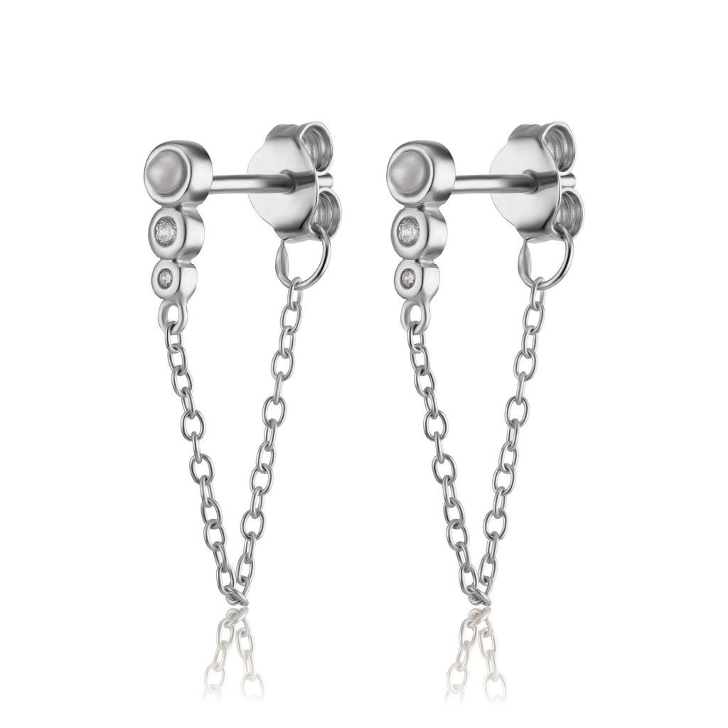 Hannah Martin Chained Pearl Stud Earrings