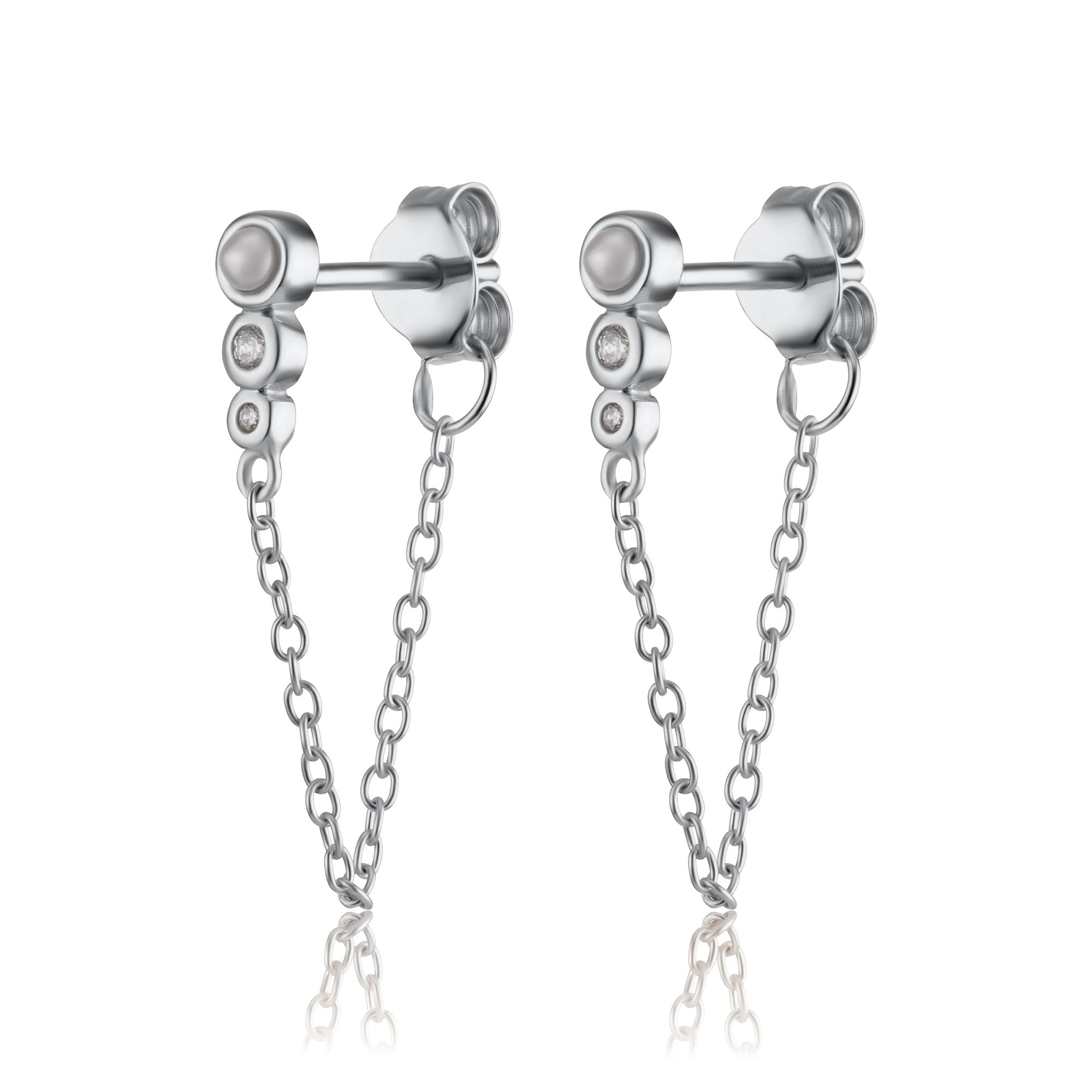 Hannah Martin Chained Pearl Stud Earrings