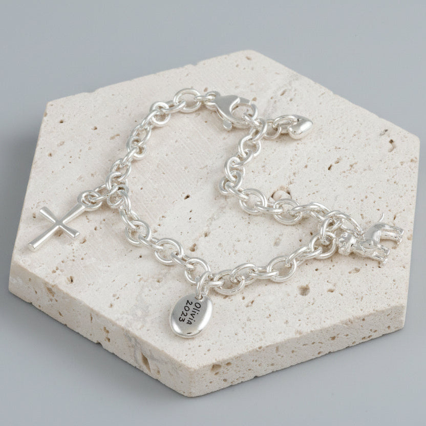 Pebble Personalised Silver Charm