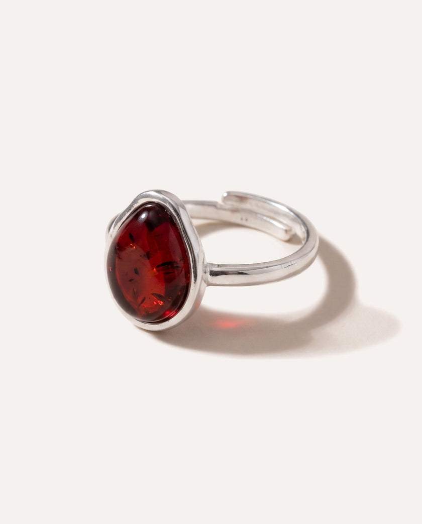 Cherry Amber ELEMENT Solitaire Adjustable Ring
