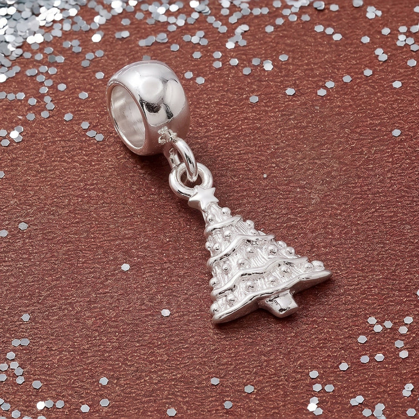 Christmas Tree Personalised Silver Charm