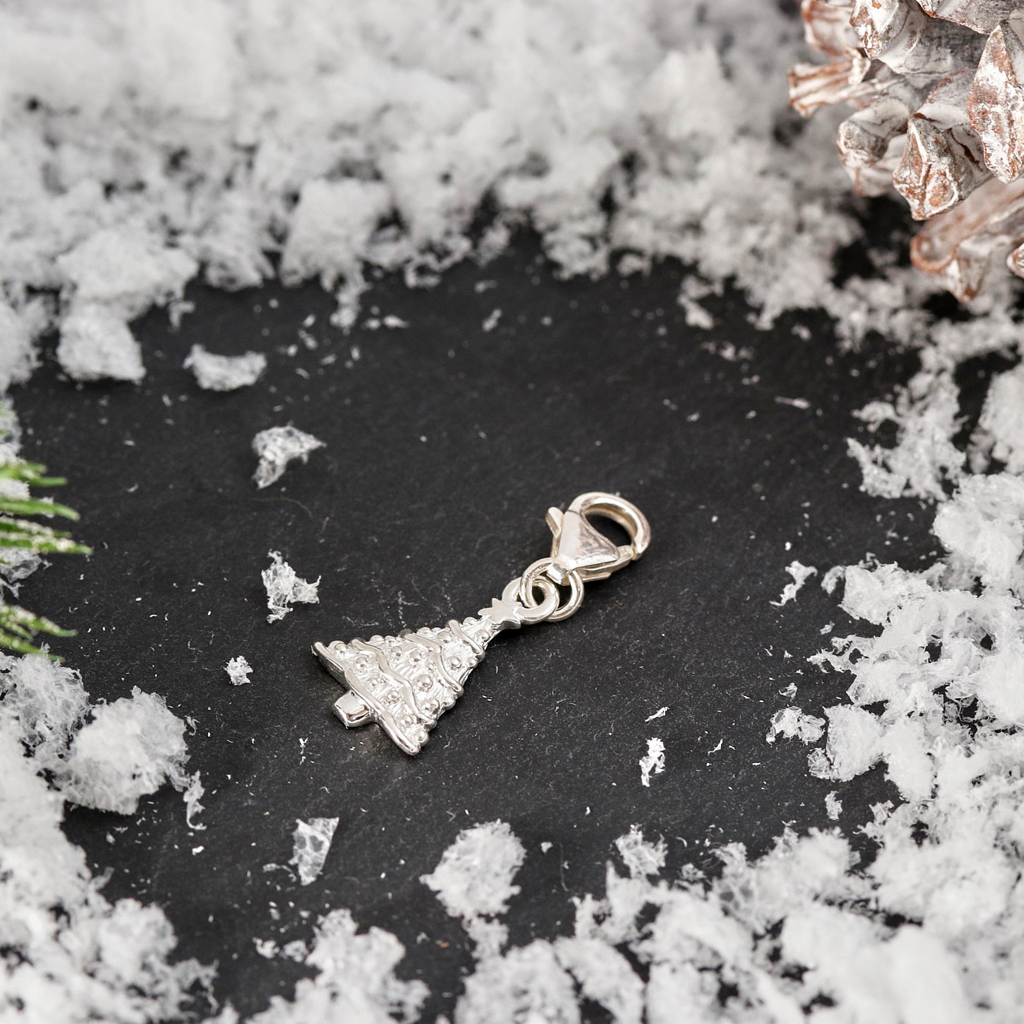 Christmas Tree Personalised Silver Charm