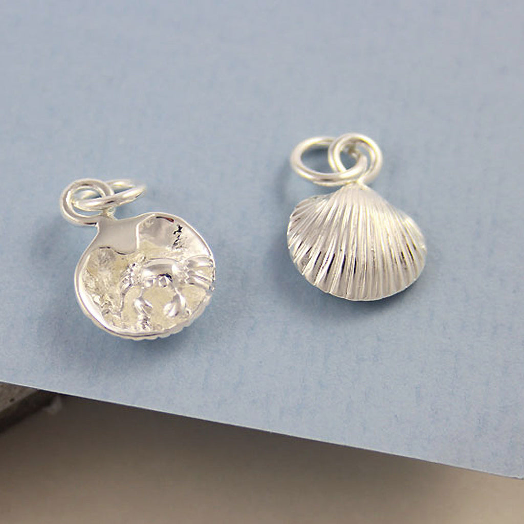 Clam Shell & Crab Silver Charm