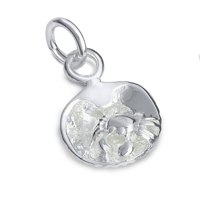 Clam Shell & Crab Silver Charm
