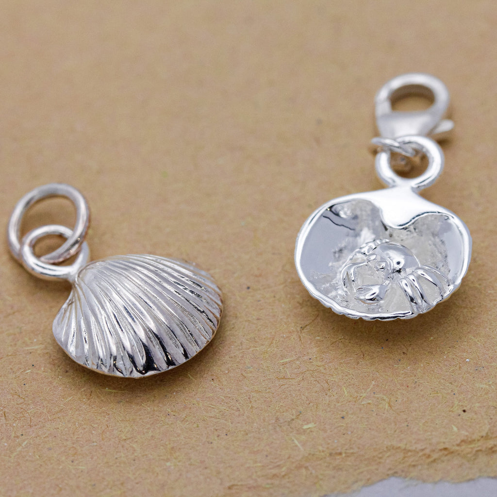 Clam Shell & Crab Silver Charm