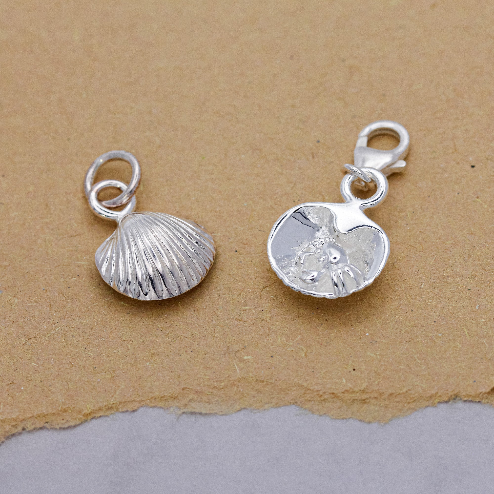 Clam Shell & Crab Silver Charm