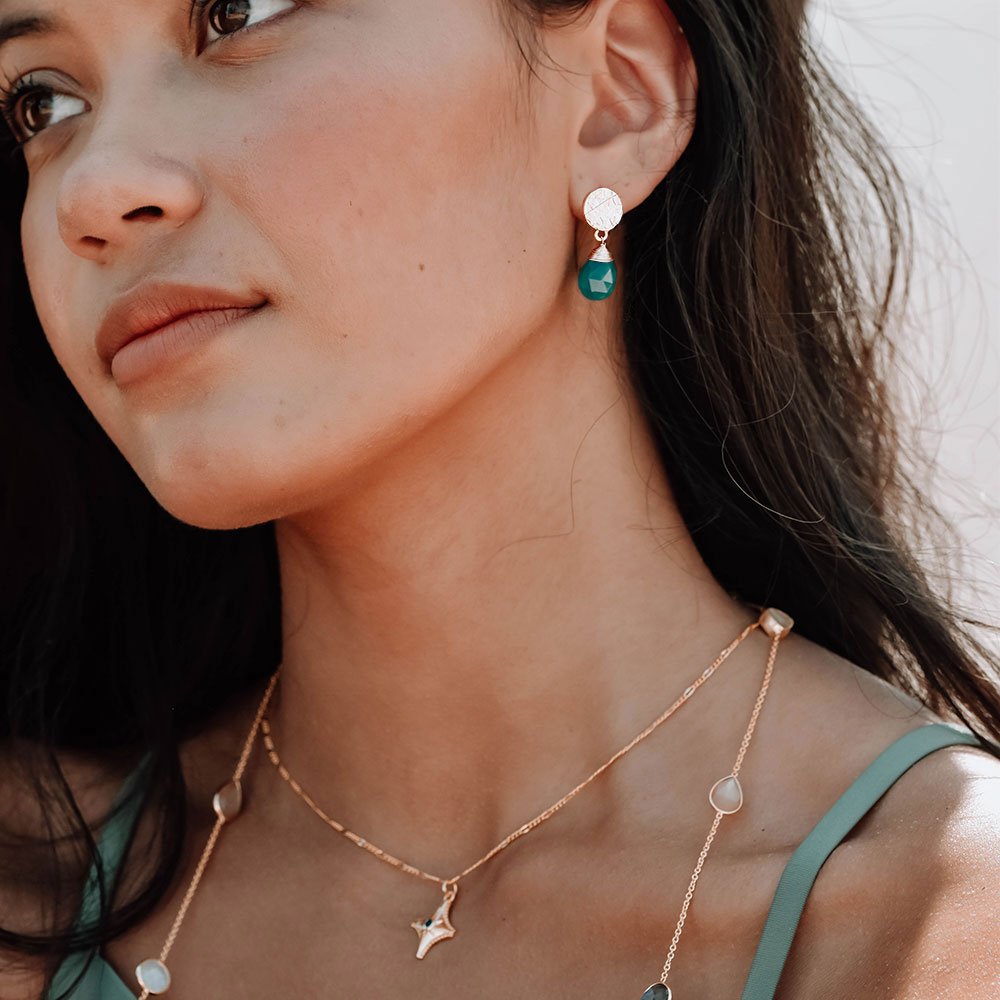 Classic Athena Drop Earrings: Green Onyx