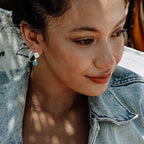 Classic Athena Drop Earrings: Silver Aqua Pariba Onyx