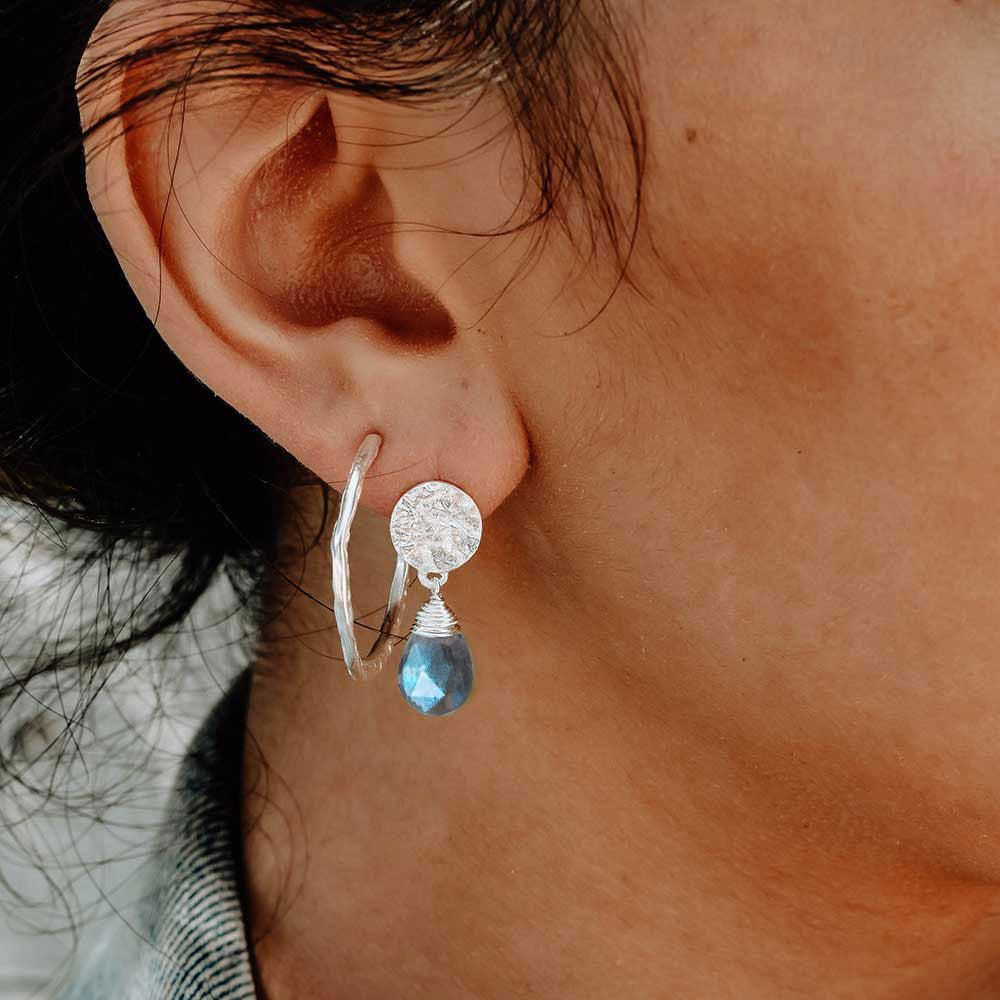 Classic Athena Kate Drop Earrings: Silver Labradorite